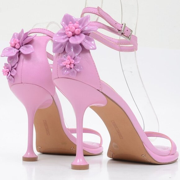 Vince Camuto Tanvie Sweet Lavender Floral Leather Anklet Sandals Heel Size 9 NEW - Picture 6 of 9